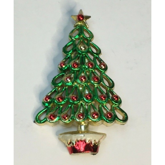 Vintage retro holiday MCM Christmas Tree pin brooch, great gift idea! - Picture 1 of 3